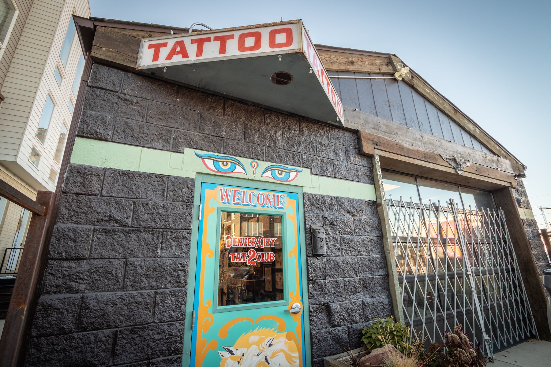 The Denver City Tattoo Club storefront on Larimer Street